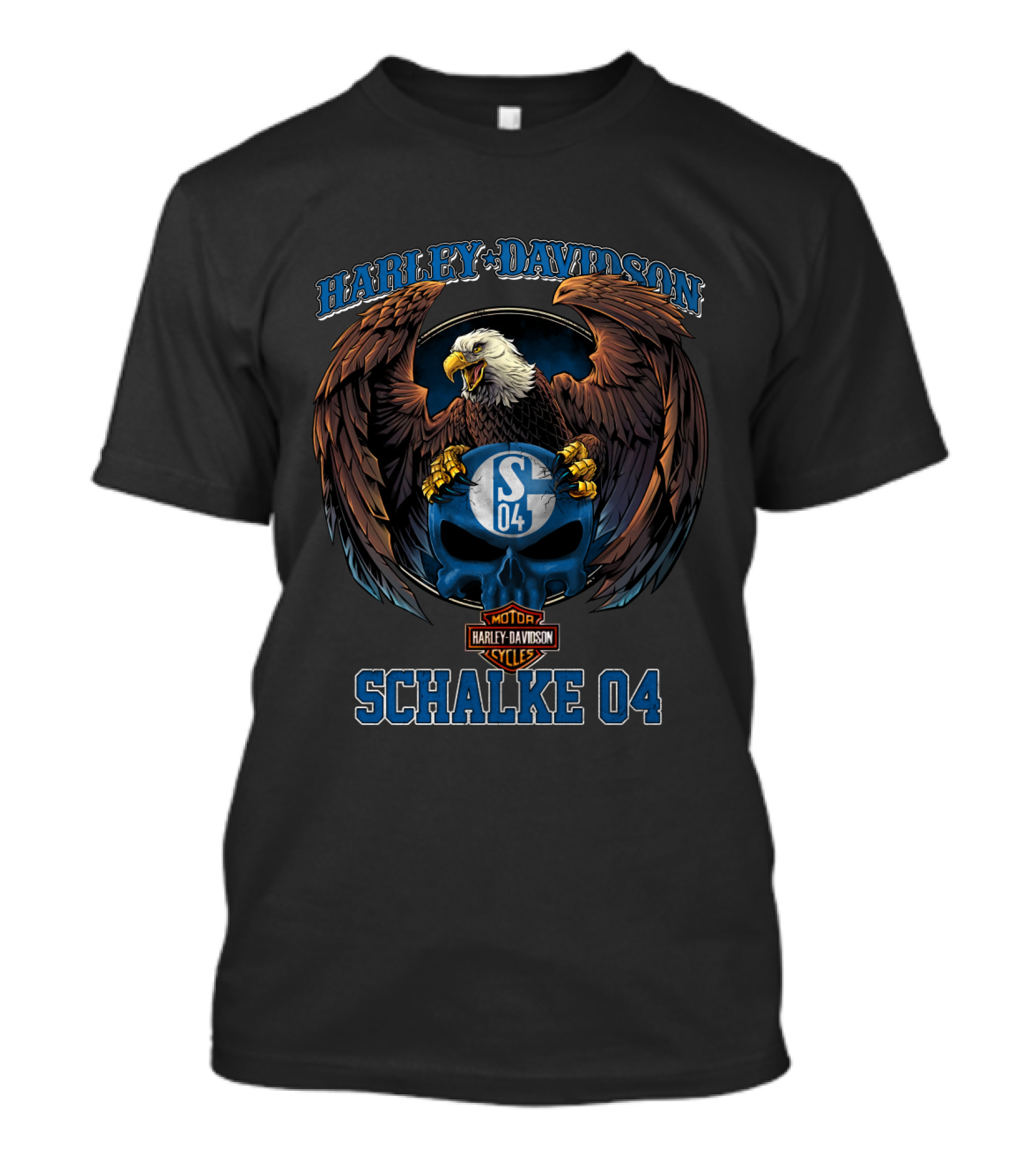 Harley Davidson Schalke 04 Eagle And Skull Motorcycles Cycles T-Shirt