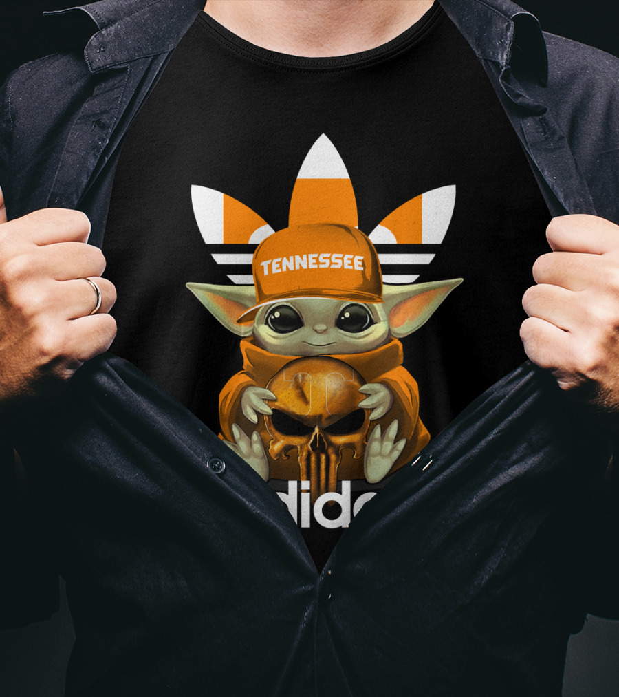 Tennessee Volunteers Baby Yoda Holding Skull T-Shirt