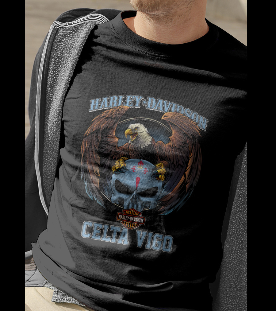 Harley Davidson Motor Cycles Celta Vigo Eagle Skull T-Shirt