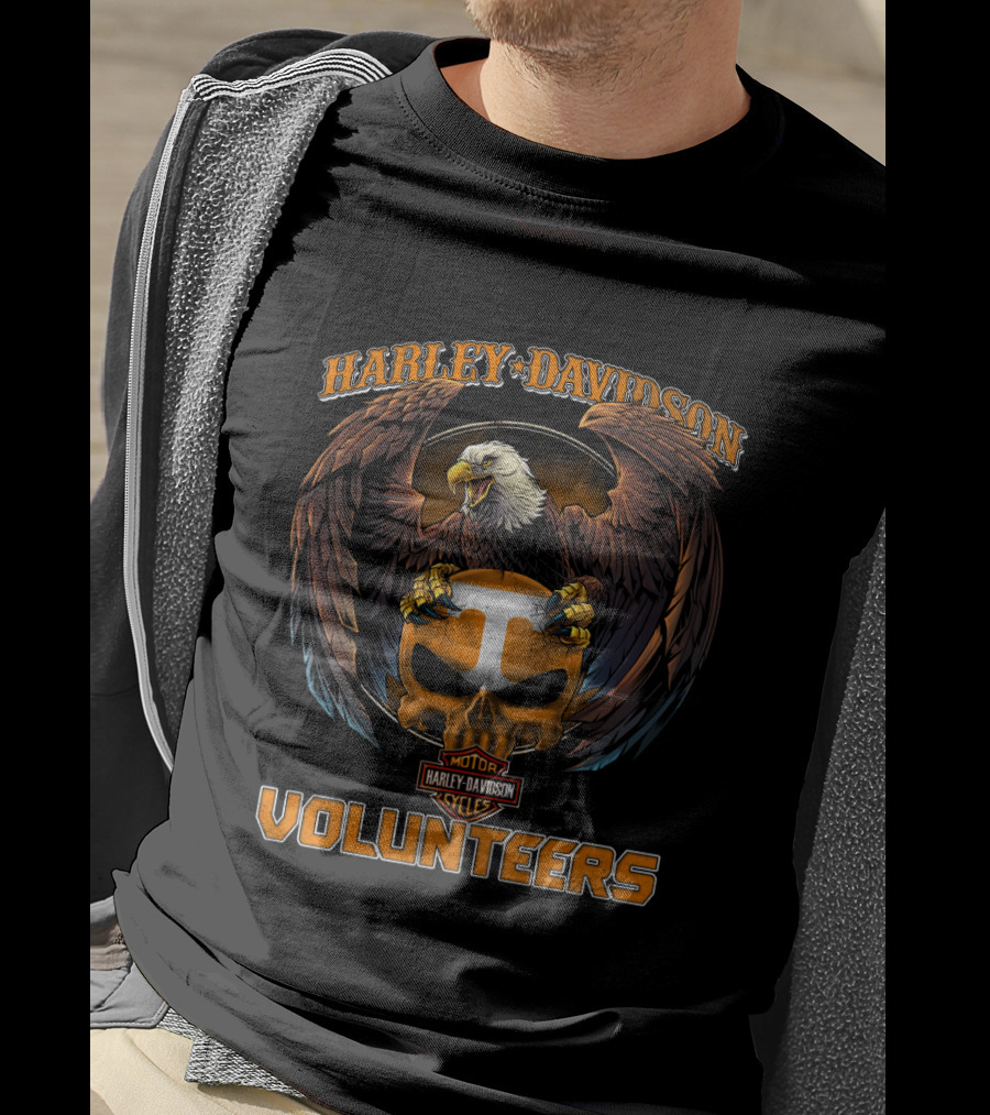 Harley Davidson Tennessee Volunteers Eagle And Skull T-Shirt