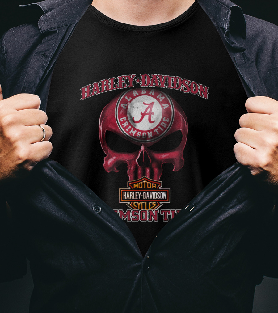 Harley Davidson Alabama Crimson Tide Skull T-Shirt