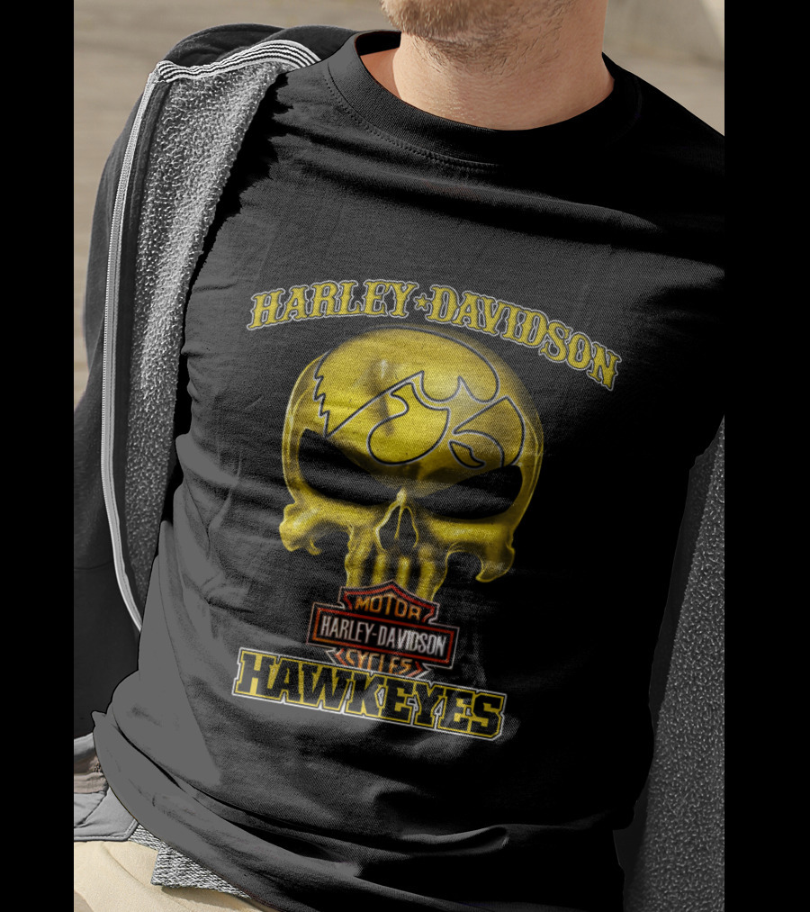 Harley Davidson Iowa Hawkeyes Skull T-Shirt