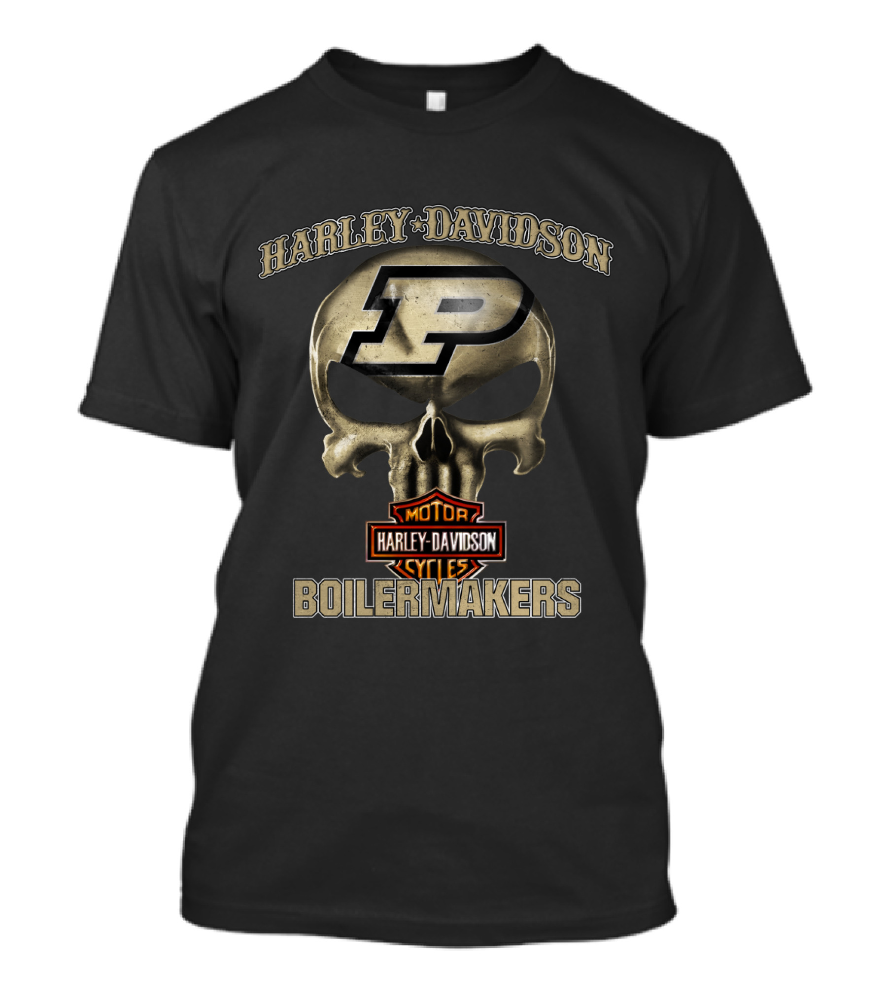 Harley Davidson Purdue Boilermakers Skull Motorcycles T-Shirt