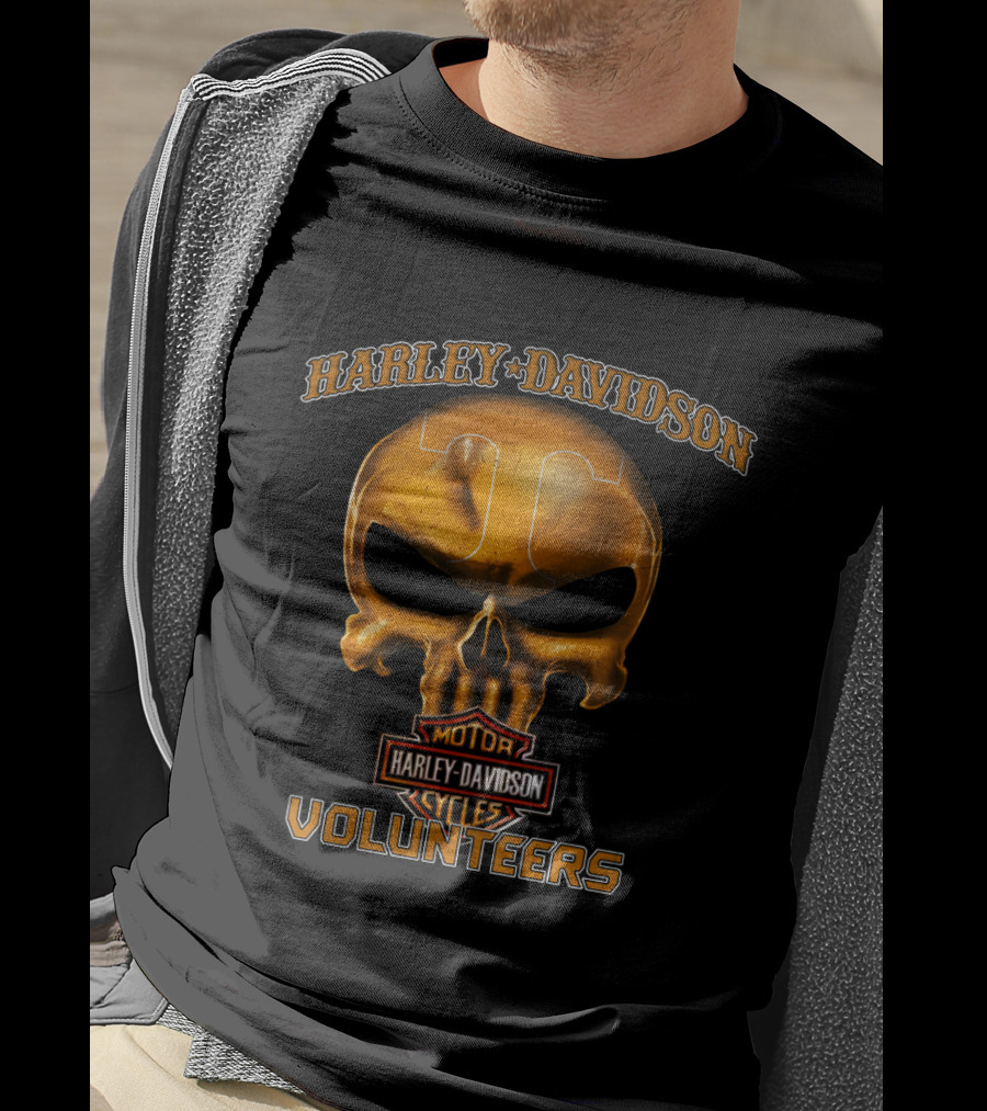 Harley Davidson Skull Tennessee Volunteers Motor Cycles T-Shirt