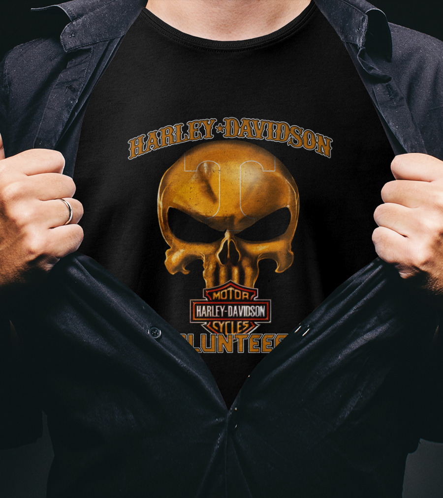 Harley Davidson Skull Tennessee Volunteers Motor Cycles T-Shirt