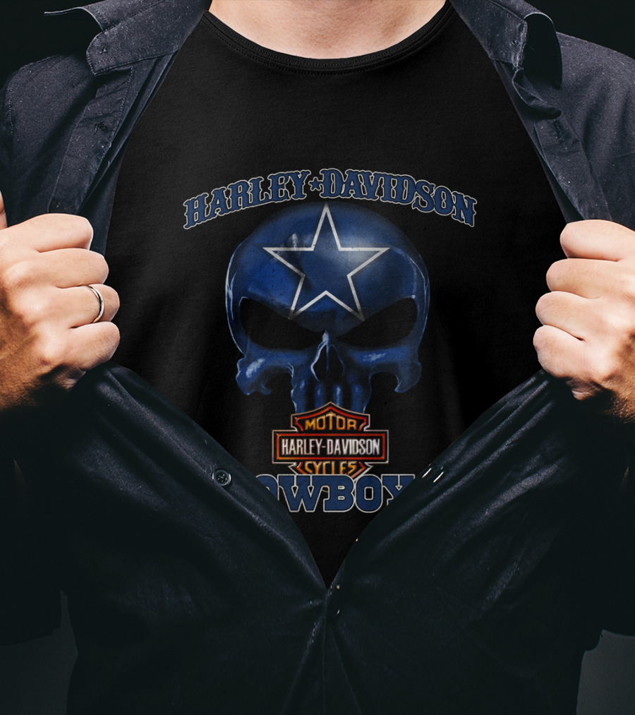 Harley Davidson Cowboys Skull Hl Nfl Dallas Cowboys T-Shirt