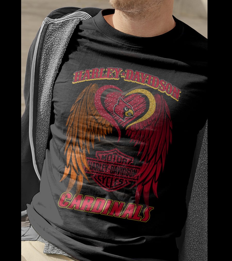 Harley Davidson Ncaa Louisville Cardinals Winged Heart T-Shirt