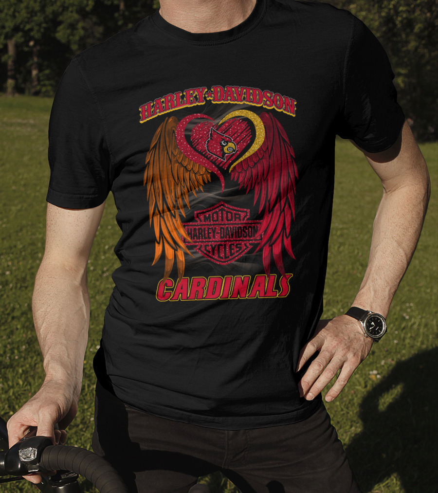 Harley Davidson Ncaa Louisville Cardinals Winged Heart T-Shirt