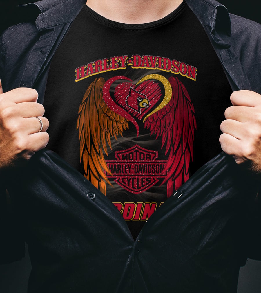 Harley Davidson Ncaa Louisville Cardinals Winged Heart T-Shirt