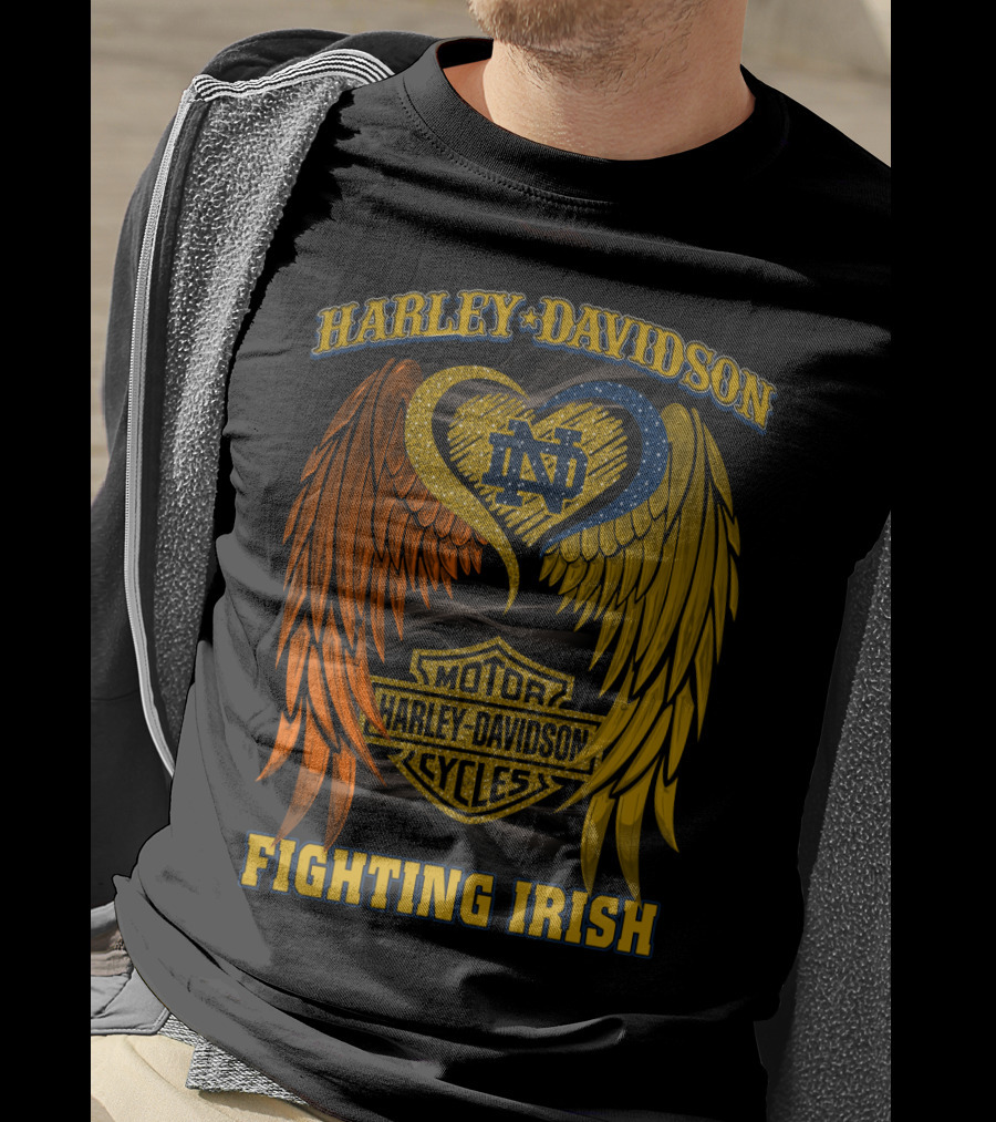 Harley Davidson Notre Dame Fighting Irish Motor Cycles T-Shirt