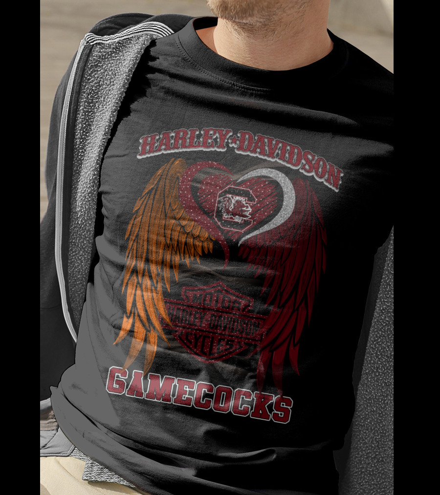 Harley Davidson South Carolina Gamecocks Motorcycles Wings T-Shirt