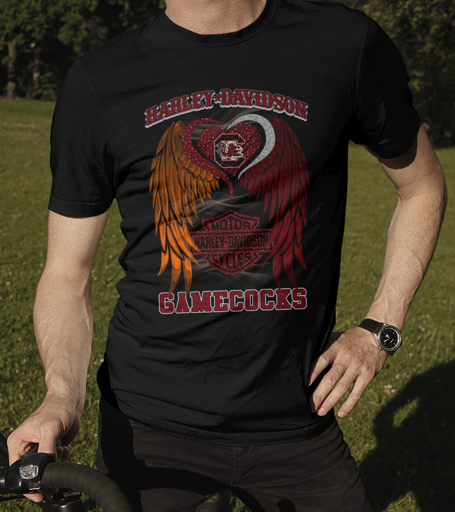 Harley Davidson South Carolina Gamecocks Motorcycles Wings T-Shirt