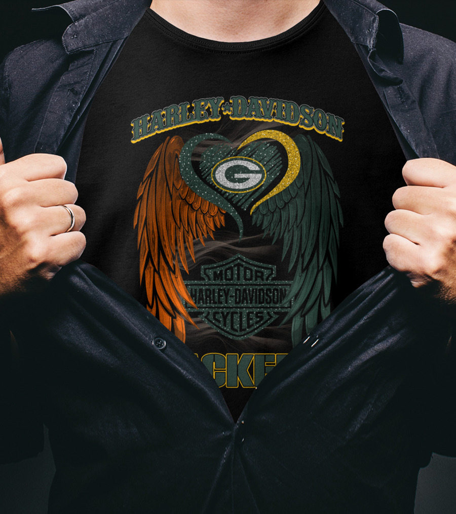 Harley Davidson Packers Motor Cycles Green Bay Nfl Hd2805 T-Shirt