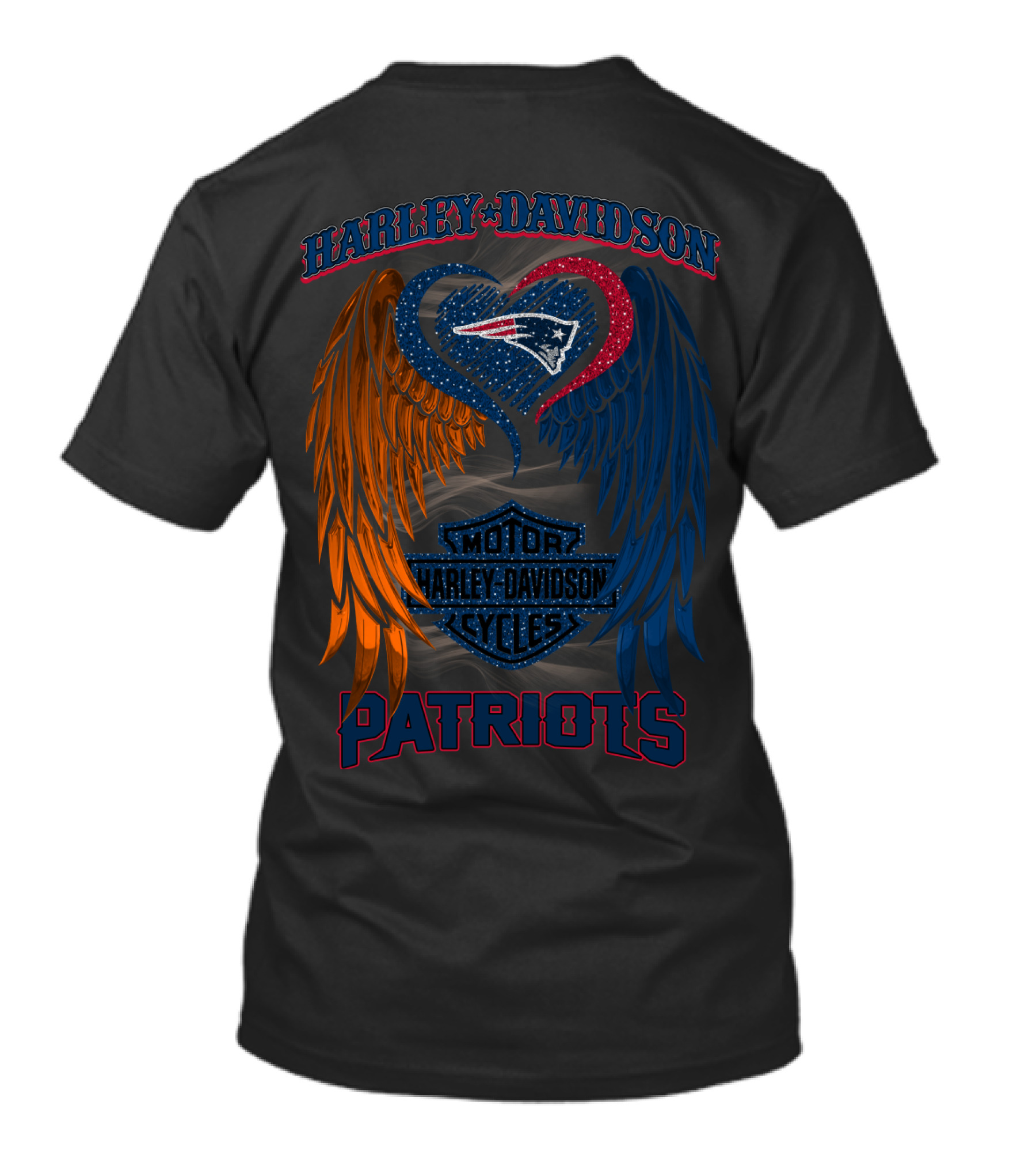 Harley Davidson Motor Cycles Patriots Wings Heart Hd2805 Nfl New England Patriots T-Shirt