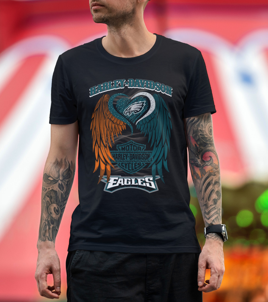 Harley Davidson Philadelphia Eagles Motor Cycles Nfl T-Shirt