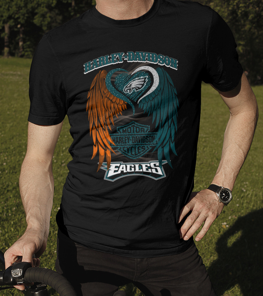 Harley Davidson Philadelphia Eagles Motor Cycles Nfl T-Shirt