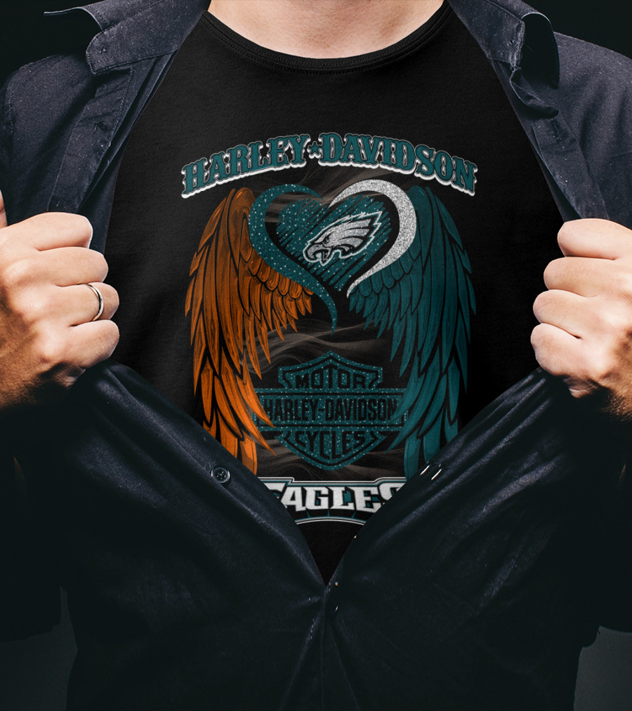 Harley Davidson Philadelphia Eagles Motor Cycles Nfl T-Shirt