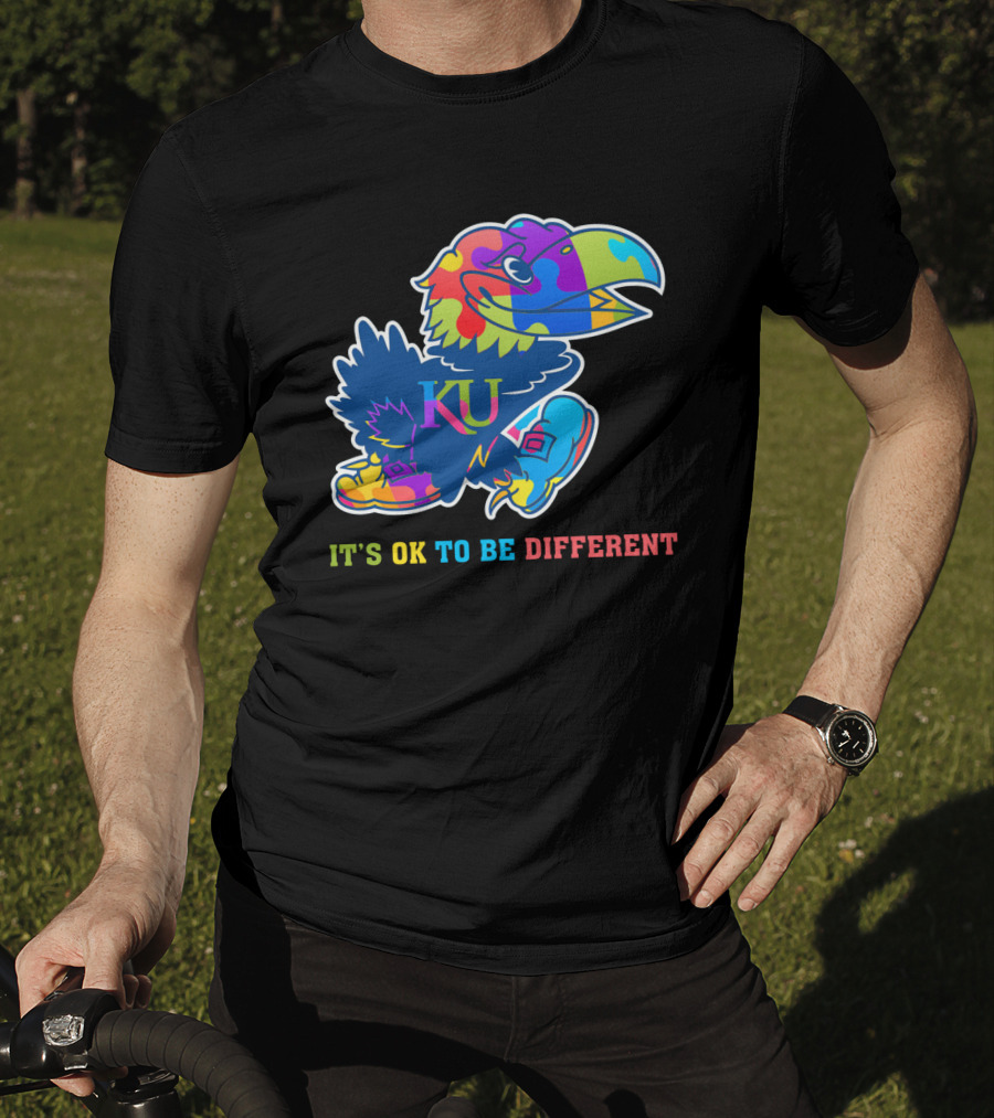 KU Jayhawks It's OK To Be Different Rainbow Mascot T-Shirt