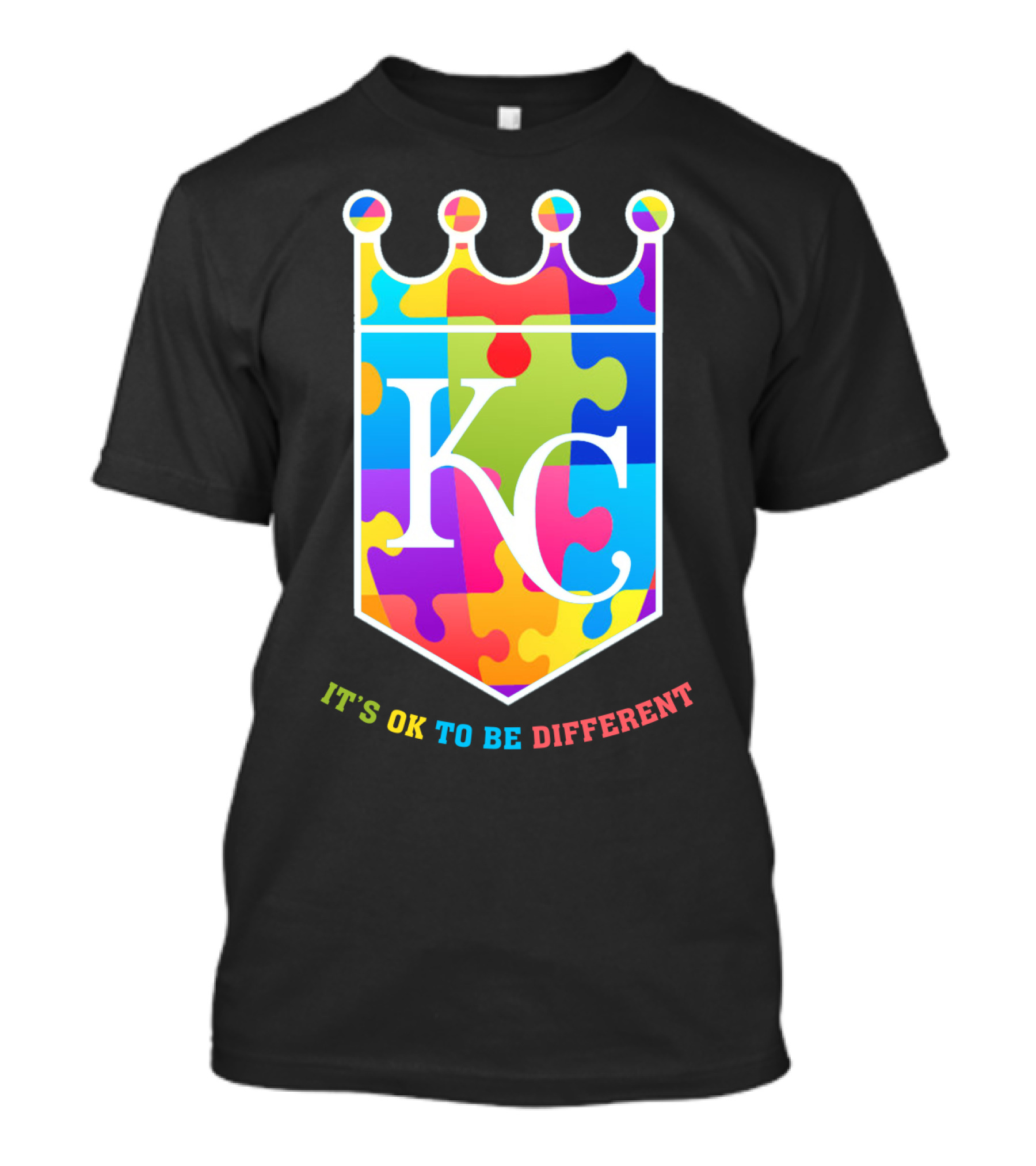 Kansas City Royals KC Puzzle Crown It's OK To Be Different T-Shirt