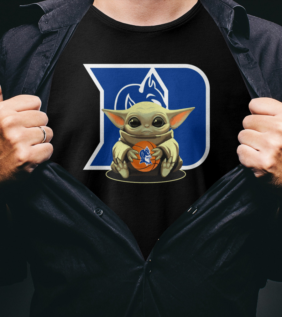 Baby Yoda Basketball With Duke Blue Devils T-Shirt