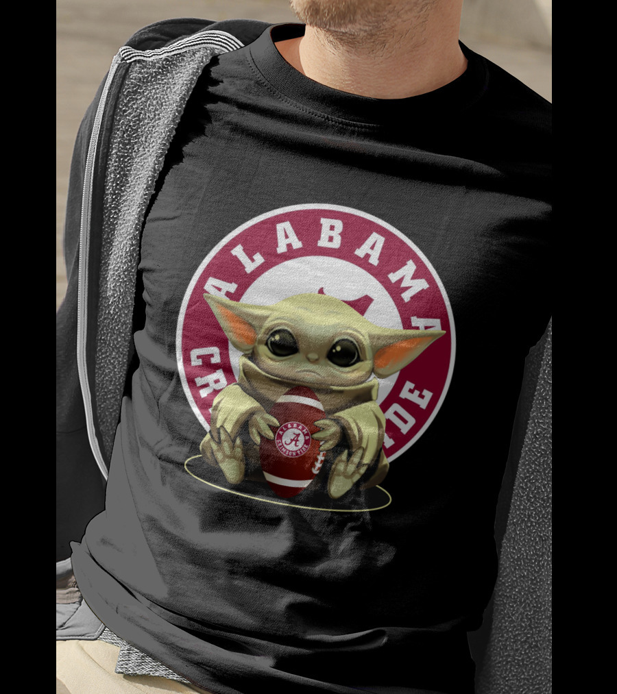 Alabama Crimson Tide Baby Yoda Football T-Shirt