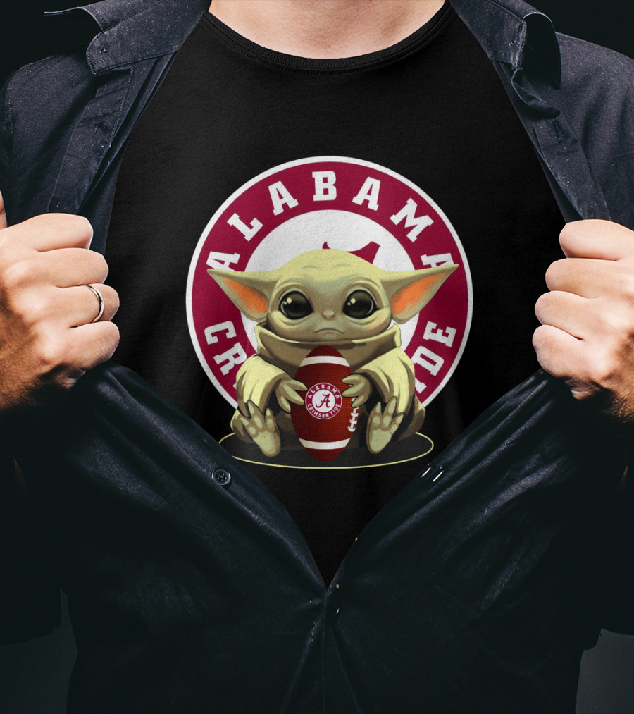 Alabama Crimson Tide Baby Yoda Football T-Shirt
