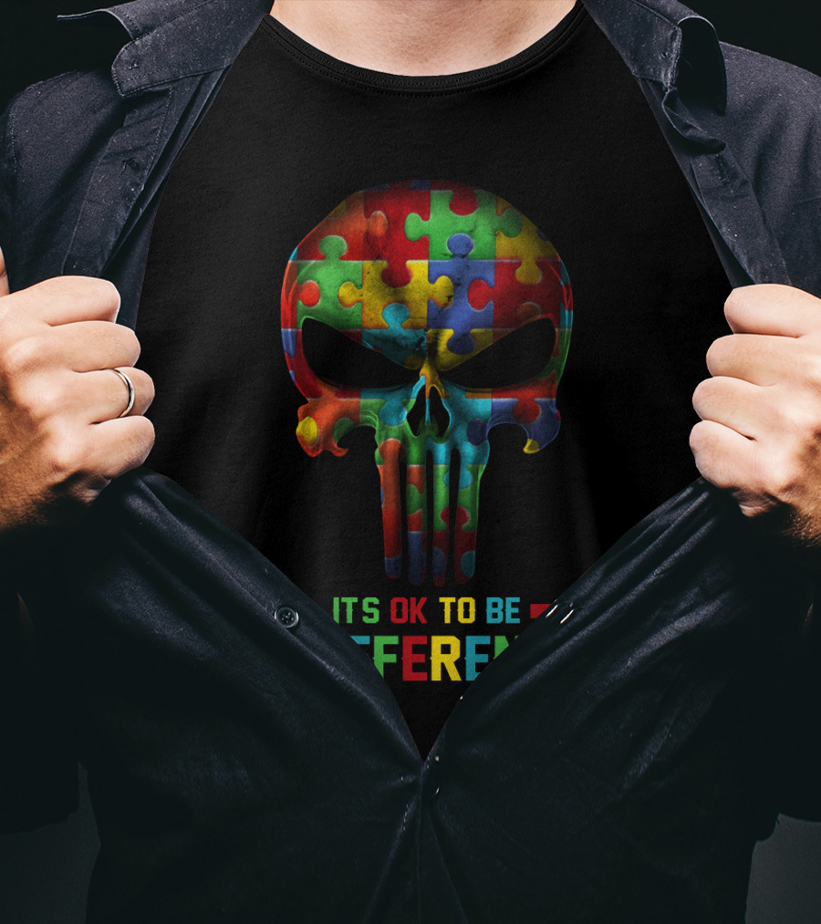 Punisher Puzzle Skull It's OK To Be Different T-Shirt