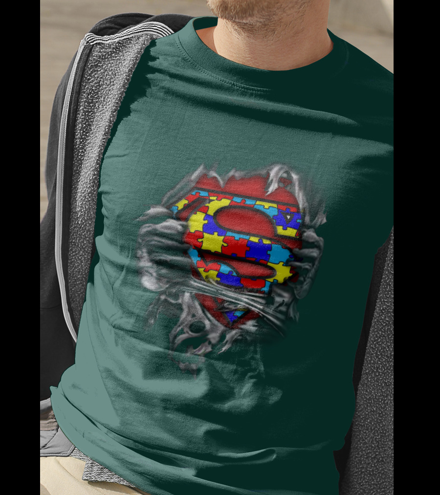 Superman Autism Strong Puzzle T-Shirt