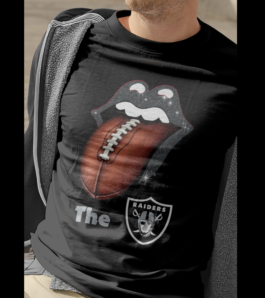 The Raiders Football Smile With Tongue And Shield T-Shirt