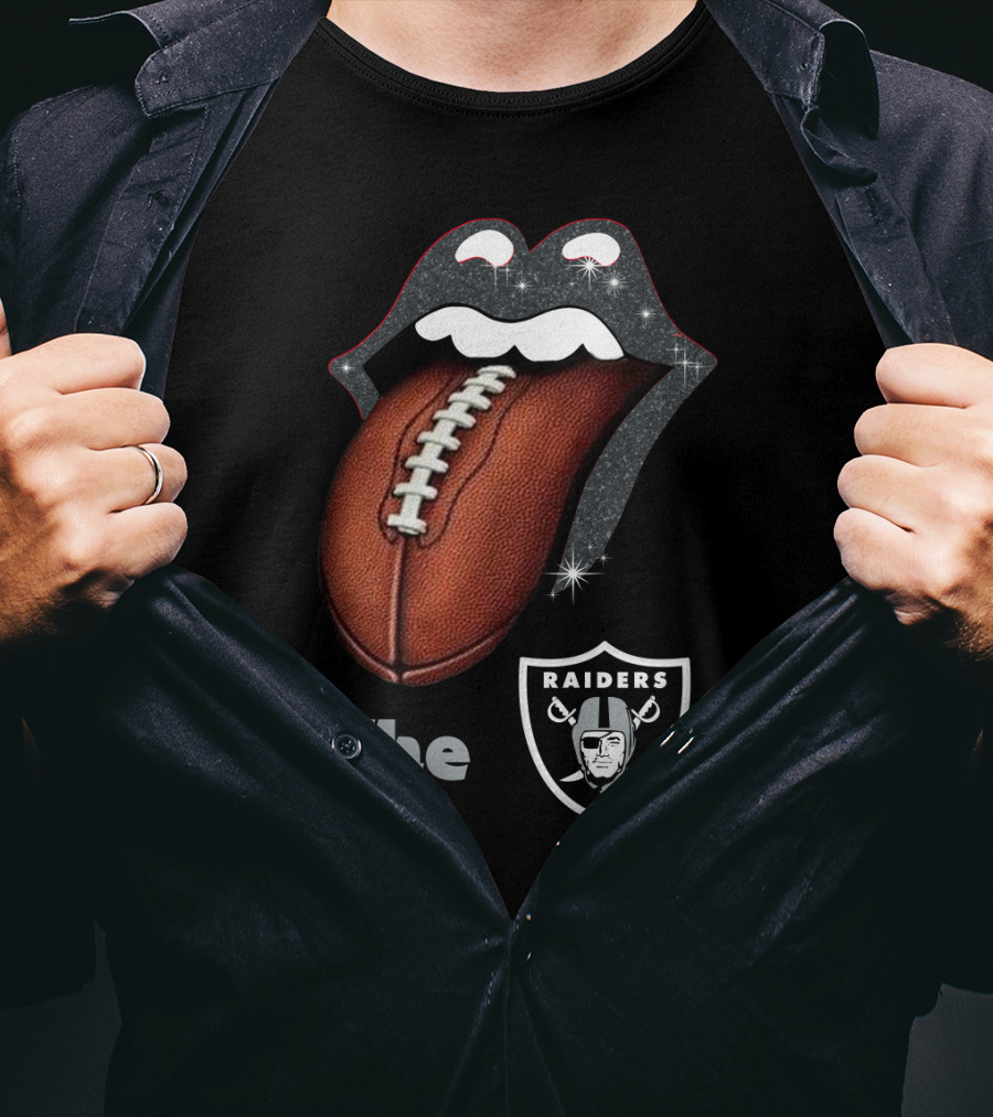 The Raiders Football Smile With Tongue And Shield T-Shirt