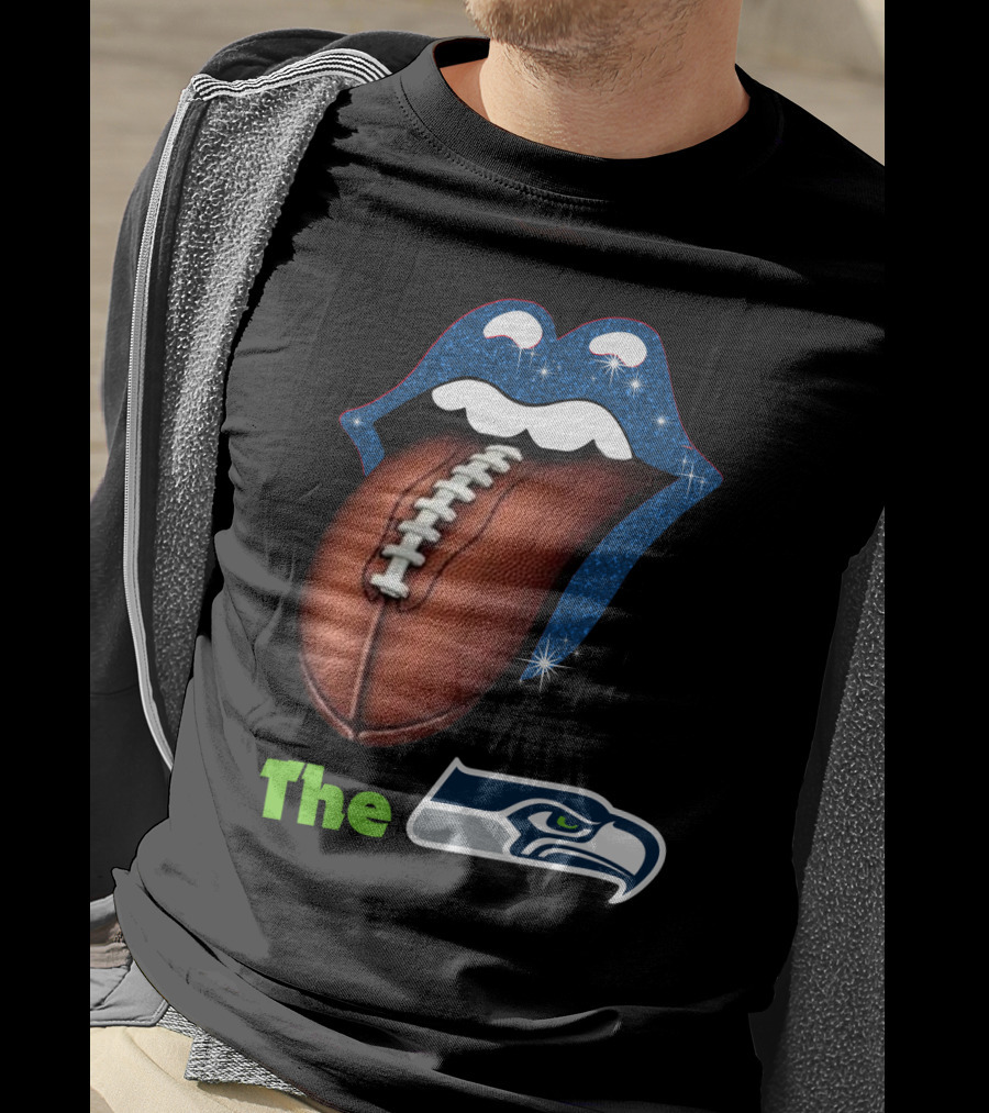 The Seahawks Sparkling Tongue With Football Smile T-Shirt