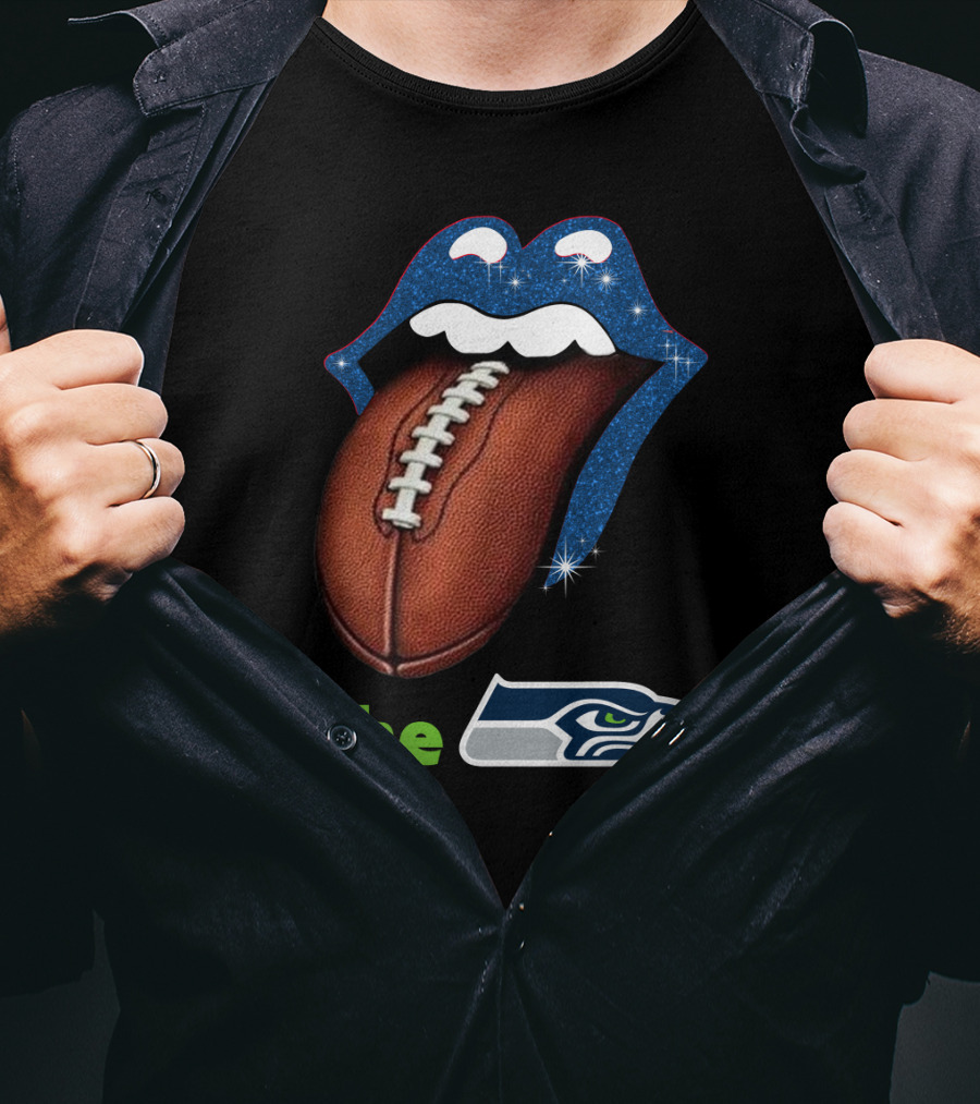 The Seahawks Sparkling Tongue With Football Smile T-Shirt