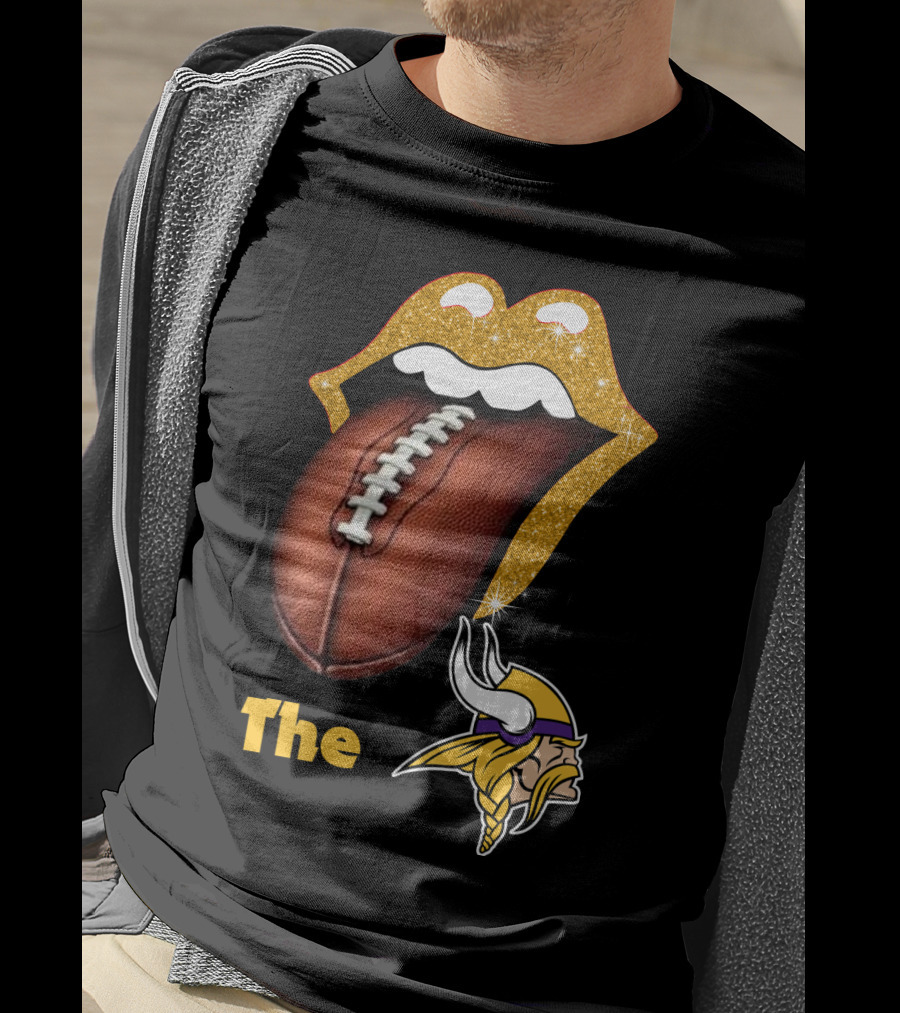 The Smile Vikings Football Logo With Classic Tongue And Glitter Highlights T-Shirt