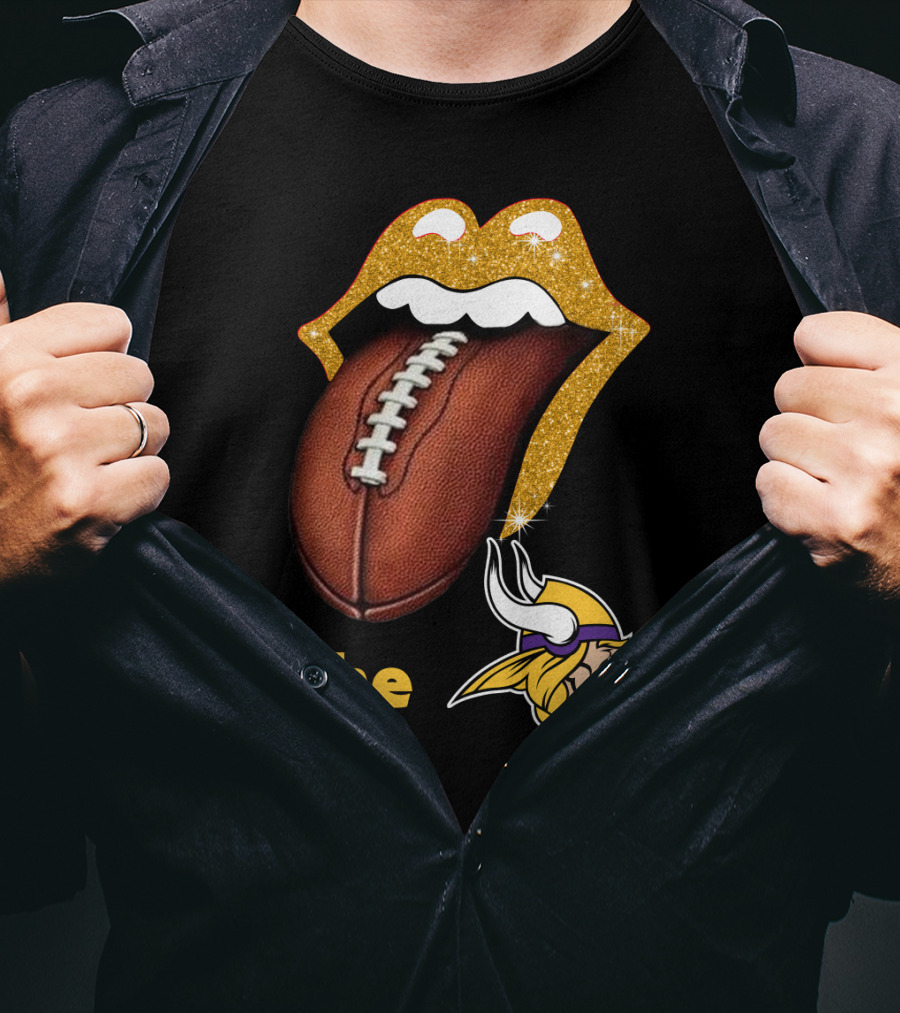 The Smile Vikings Football Logo With Classic Tongue And Glitter Highlights T-Shirt