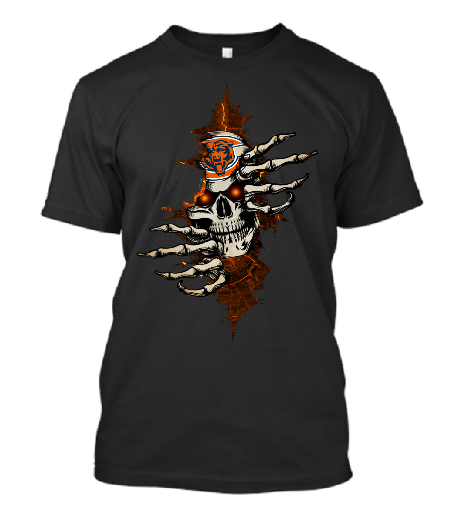 Chicago Bears Skull With Claw And Flaming Eyes T-Shirt