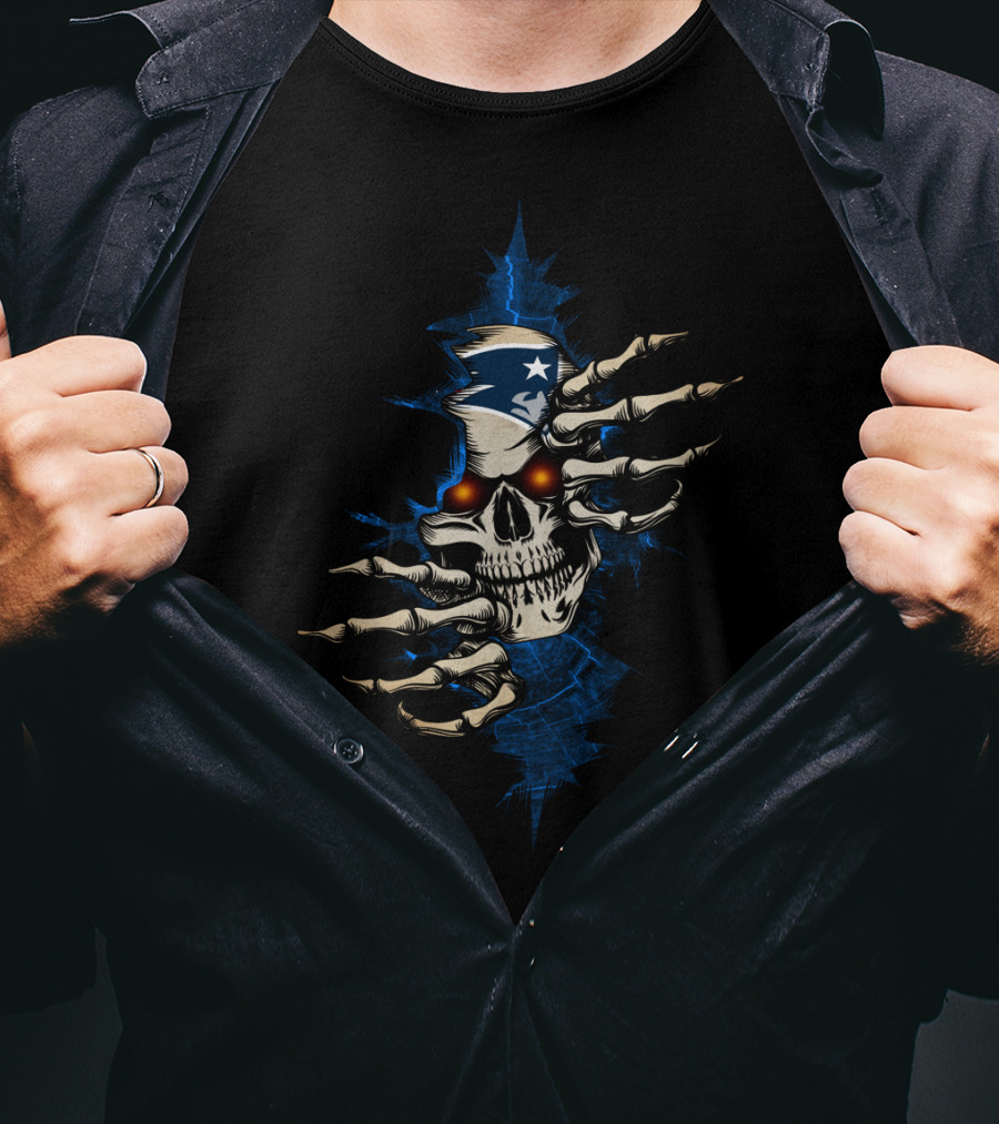 Skull Patriots Skeleton With Star And Stripes Helmet T-Shirt