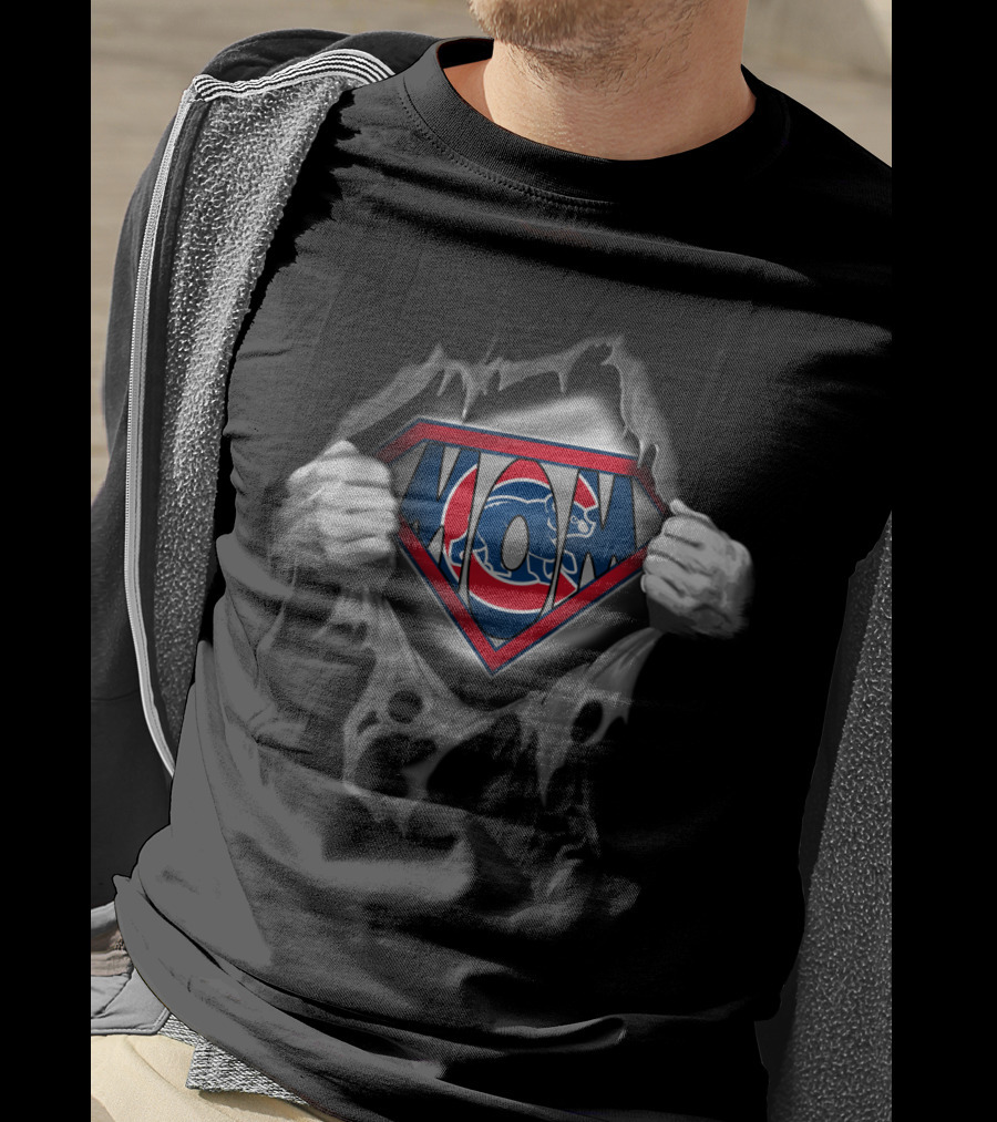 SUPER MOM CUBS Superhero Emblem With Chicago Cubs Elements And Torn Shirt Effect T-Shirt