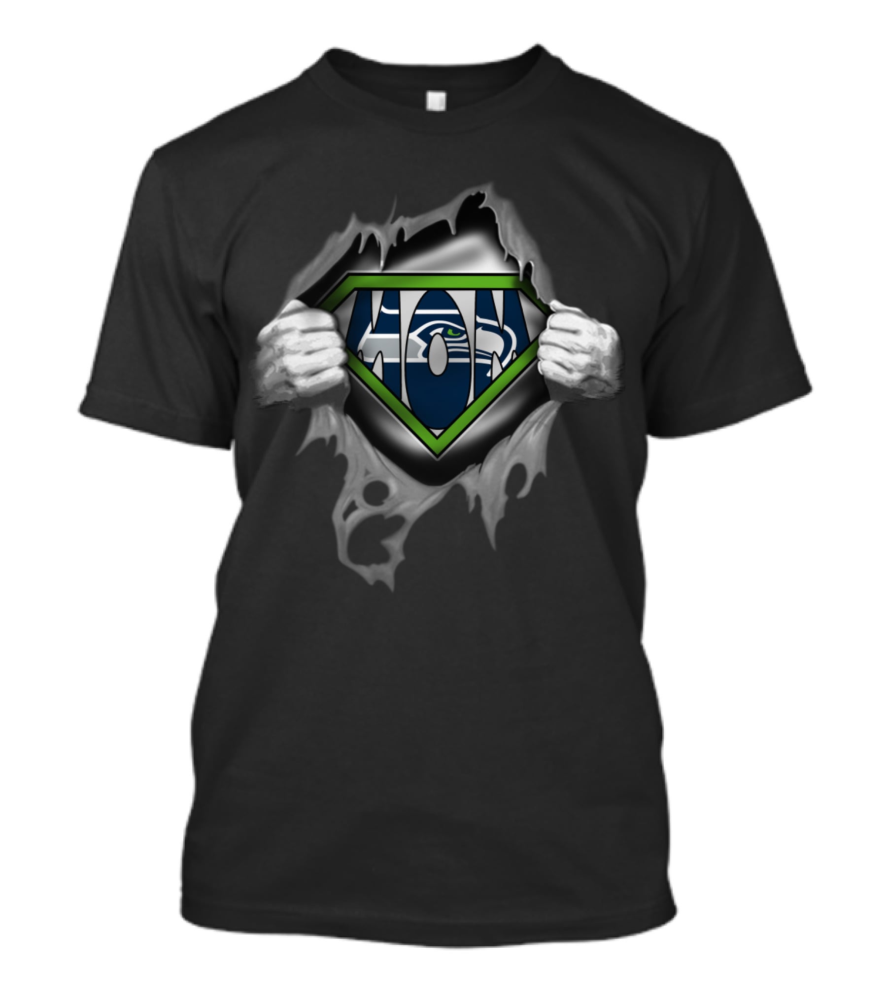 Super Mom Seahawks Logo Hands Tearing T-Shirt