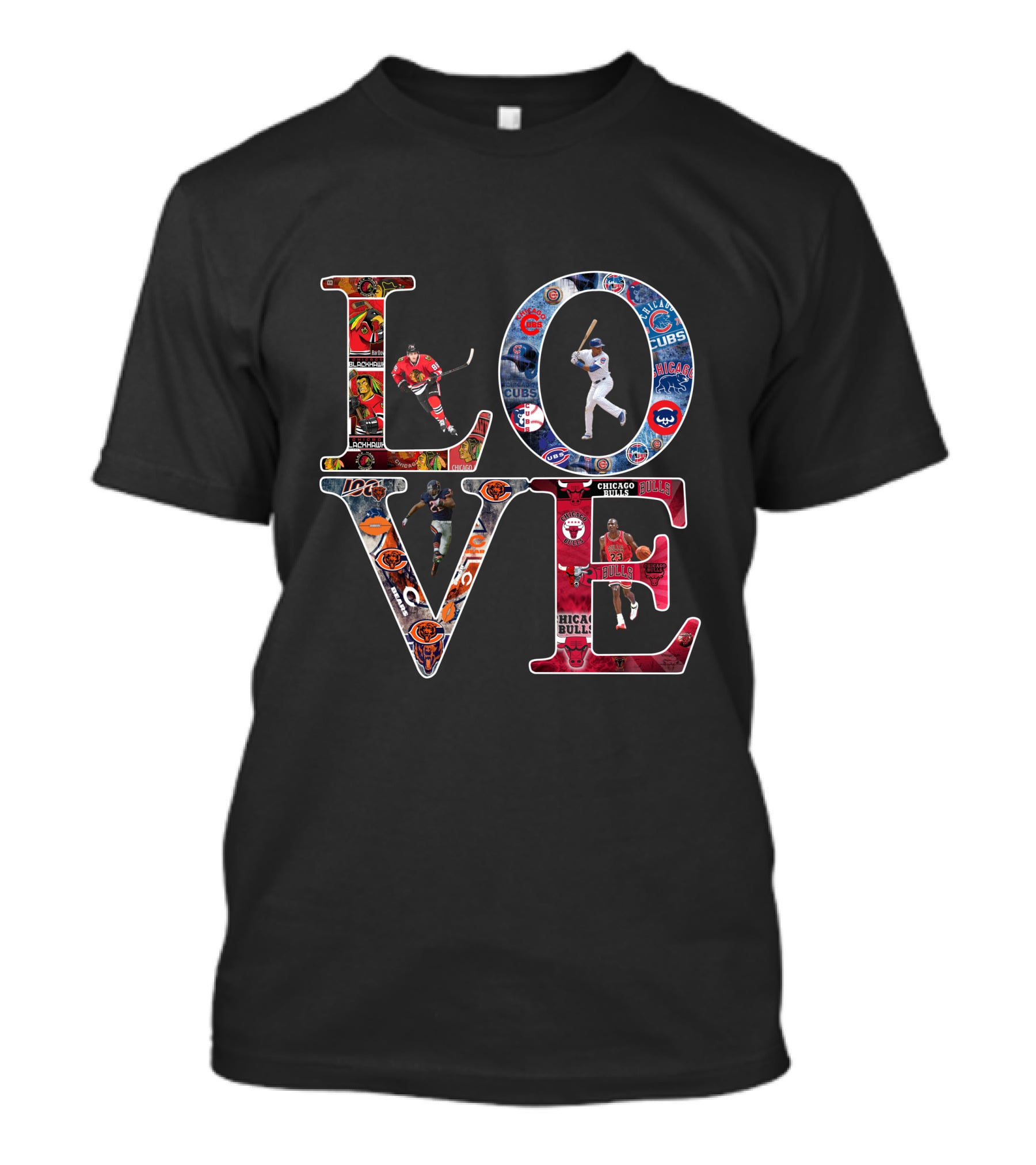 Chicago Sports LOVE Cubs Bears Bulls Blackhawks Sox T-Shirt