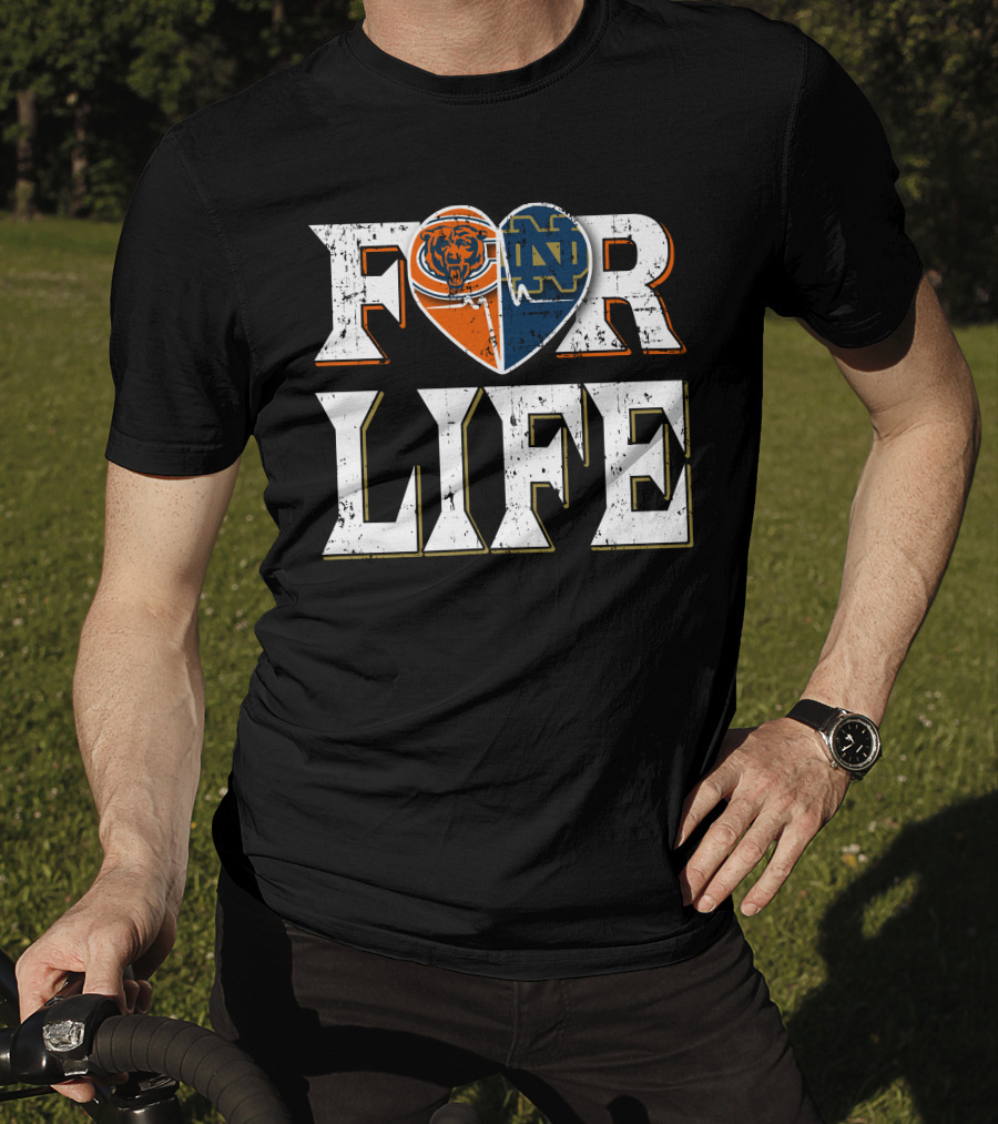 For Life Bears Notre Dame Fighting Irish Heart T-Shirt