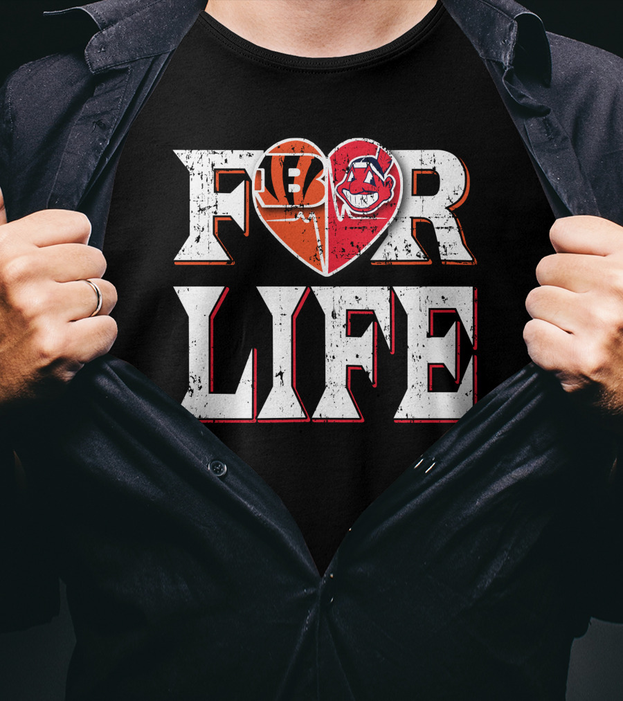 For Life Bengals Indians Heart T-Shirt