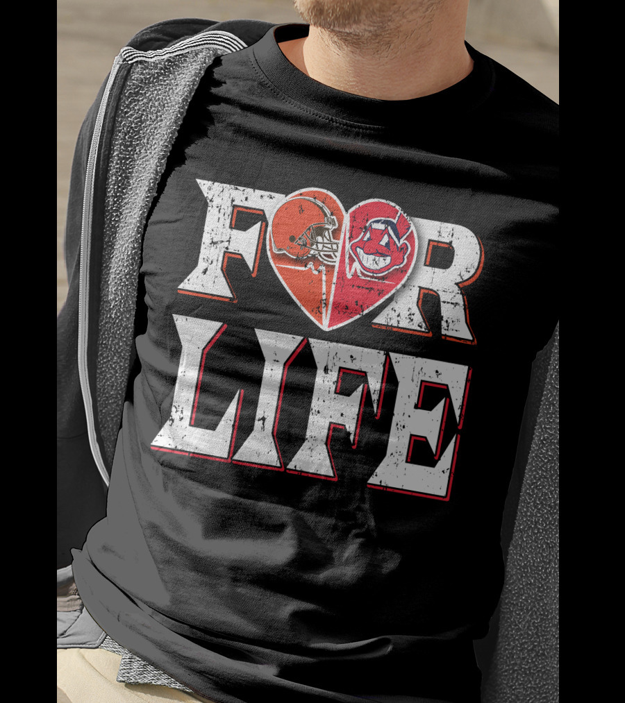 For Life Browns Indians Heart T-Shirt