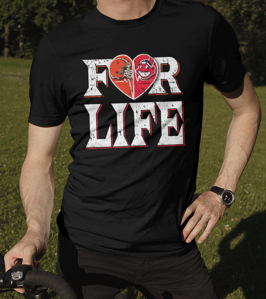 For Life Browns Indians Heart T-Shirt
