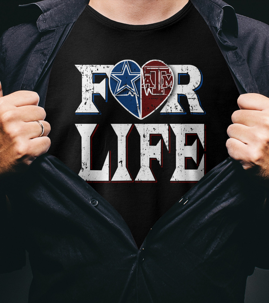 For Life Cowboys Texas A&M Aggies Heart Logo Fan Loyalty T-Shirt