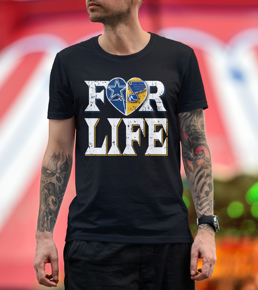 For Life Cowboys Blues Heart Star T-Shirt