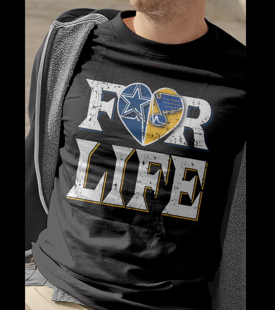 For Life Cowboys Blues Heart Star T-Shirt