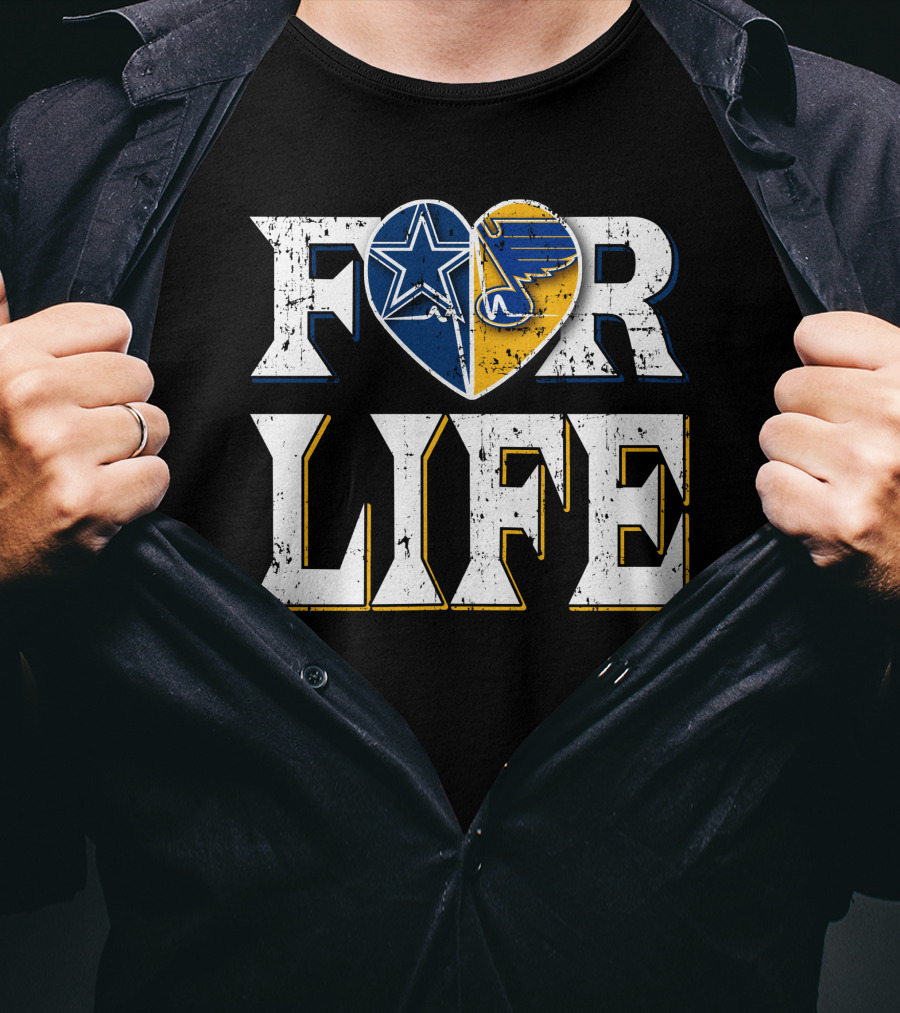 For Life Cowboys Blues Heart Star T-Shirt