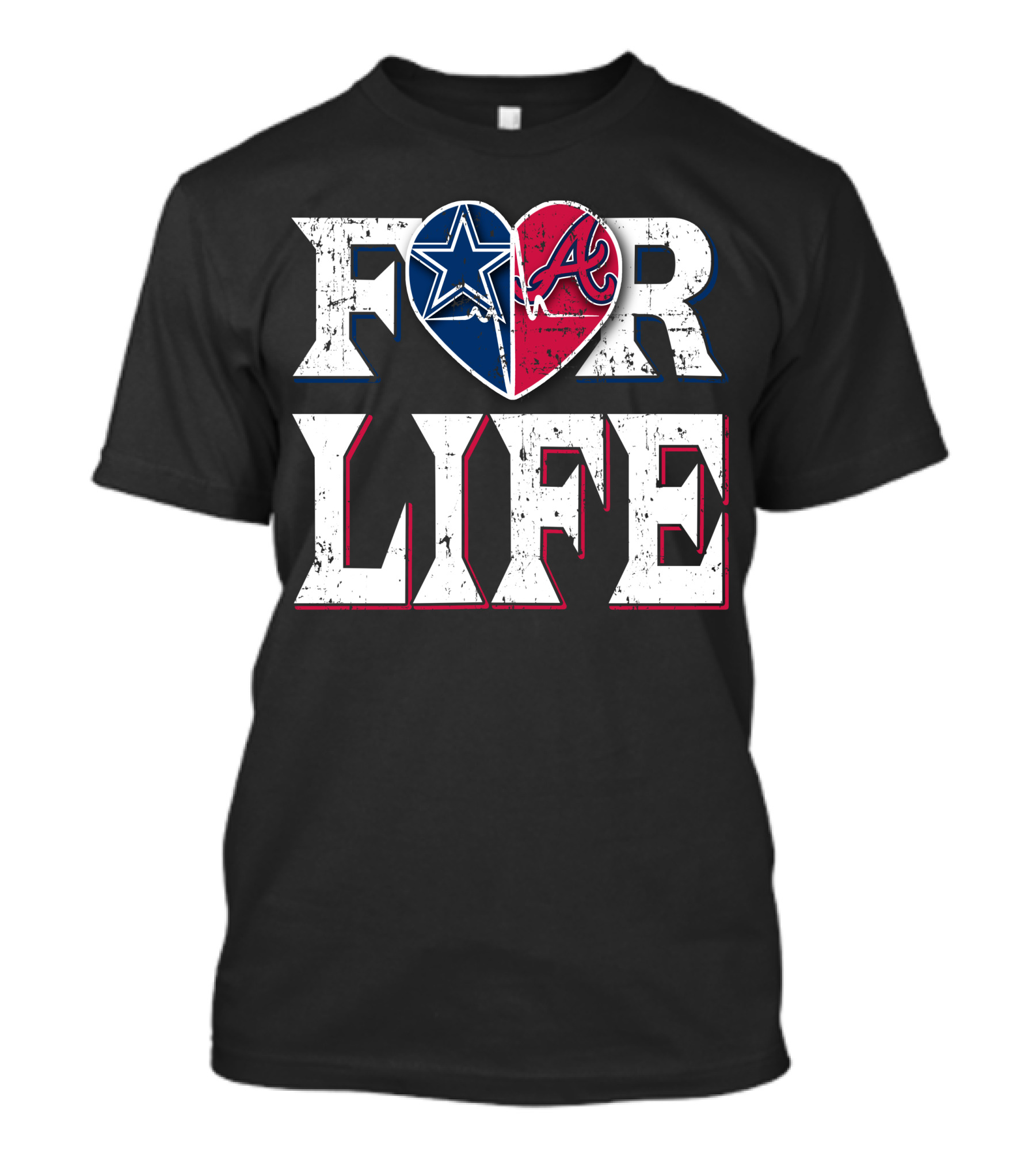 For Life Cowboys Braves Heart Logos T-Shirt