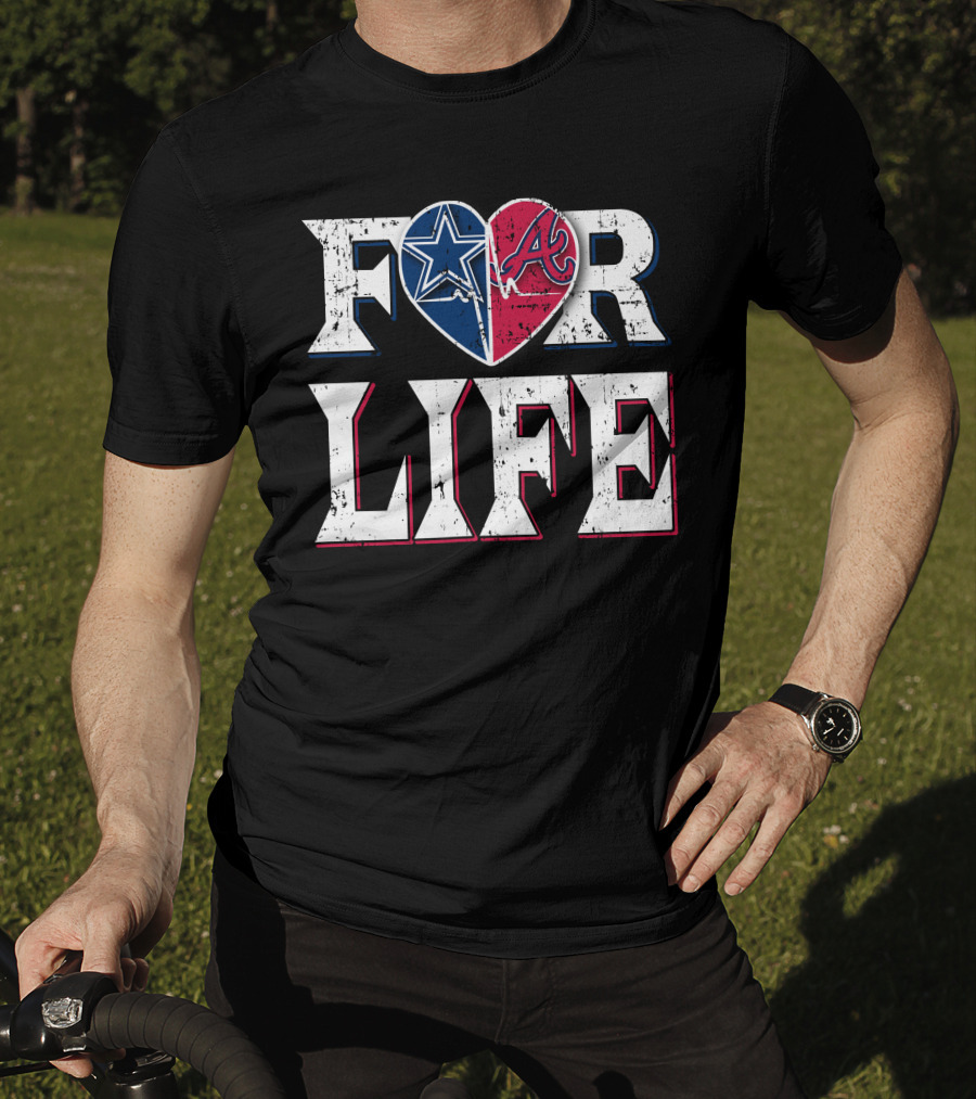For Life Cowboys Braves Heart Logos T-Shirt