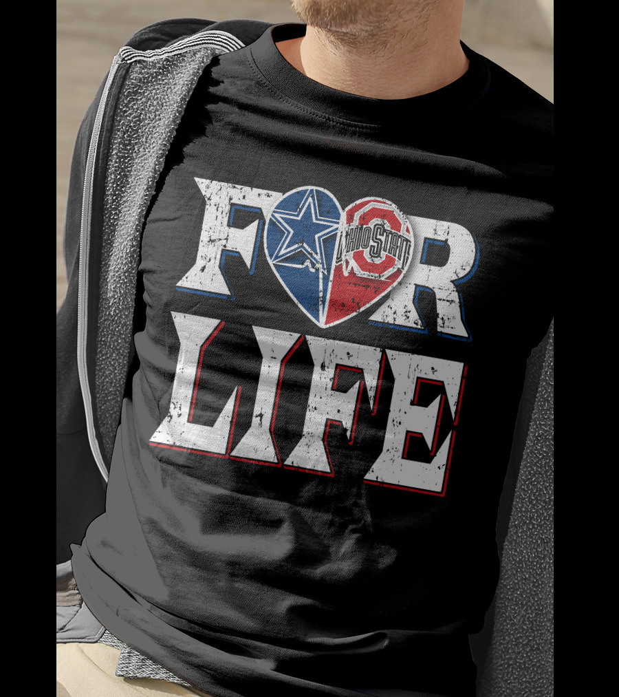 For Life Cowboys Ohio State Buckeyes Heart T-Shirt